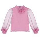 طقم تنورة بطبعة الزهور باللون الوردي للبنات, 1, hi-res