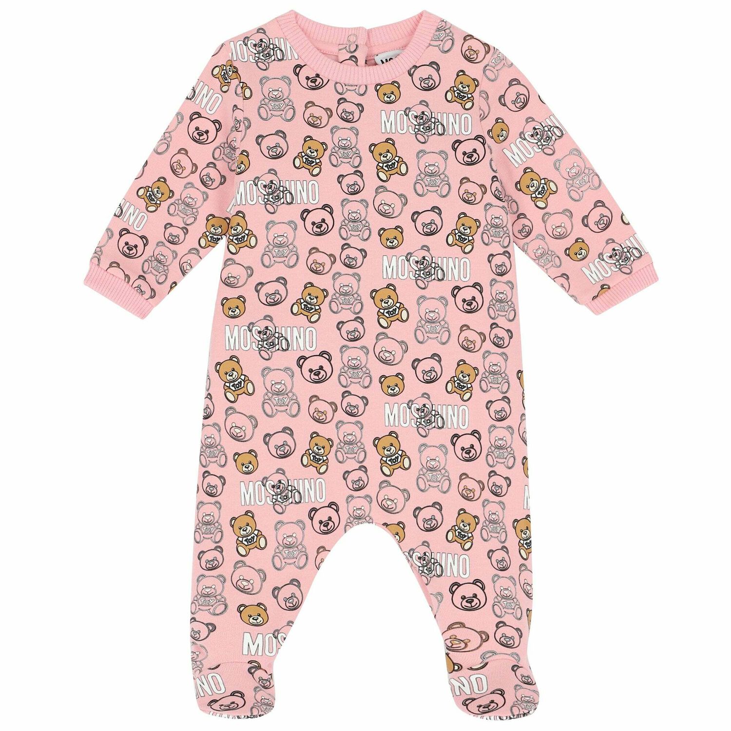 Pink Teddy Logo Babygrow, 2, hi-res