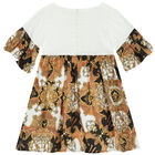 Girls White & Beige Logo Dress, 1, hi-res