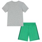 Grey & Green Logo Shorts Set, 1, hi-res