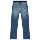 Boys Blue Logo Denim Jeans, 1, hi-res