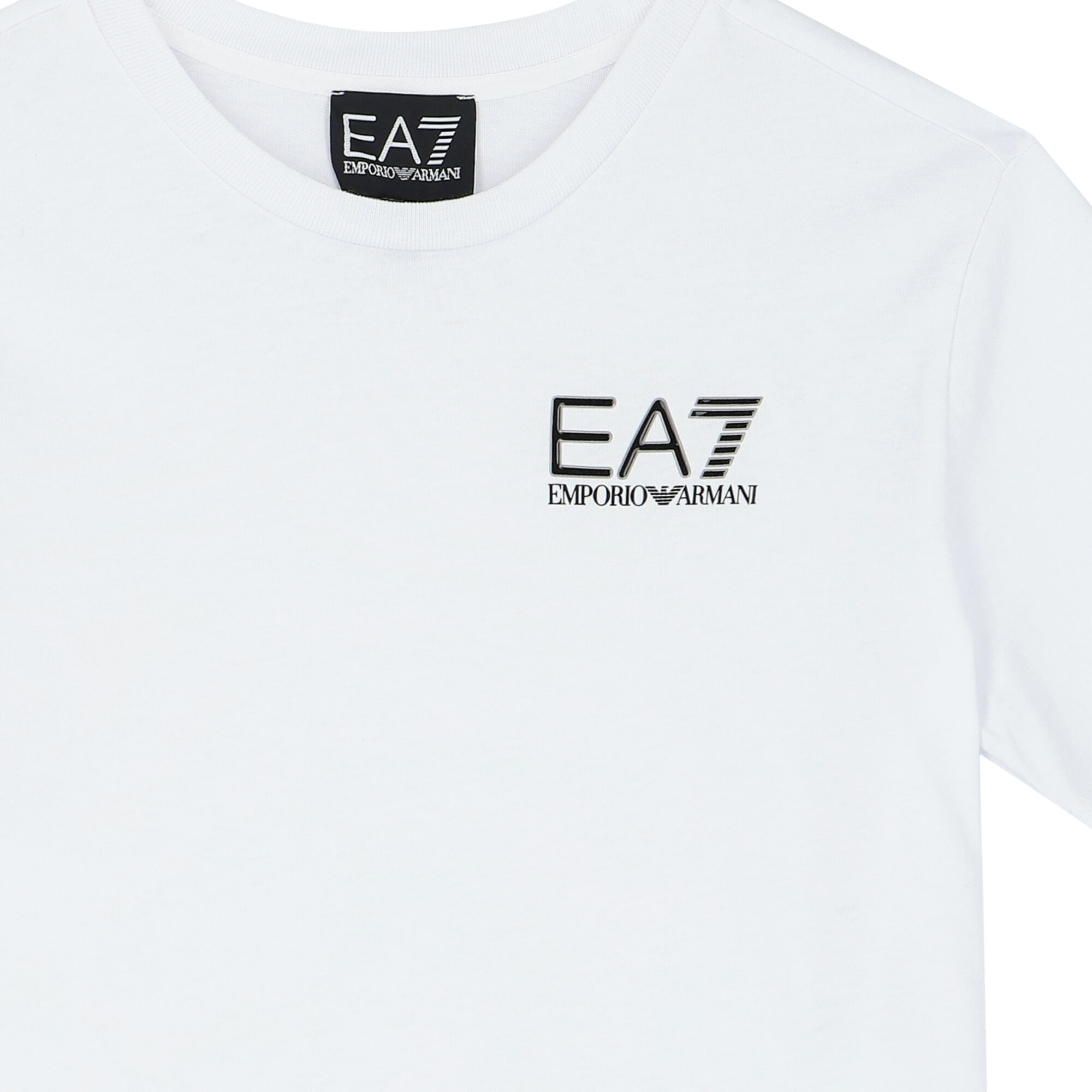 EA7 Emporio Armani Boys White Logo T Shirt Junior Couture QA