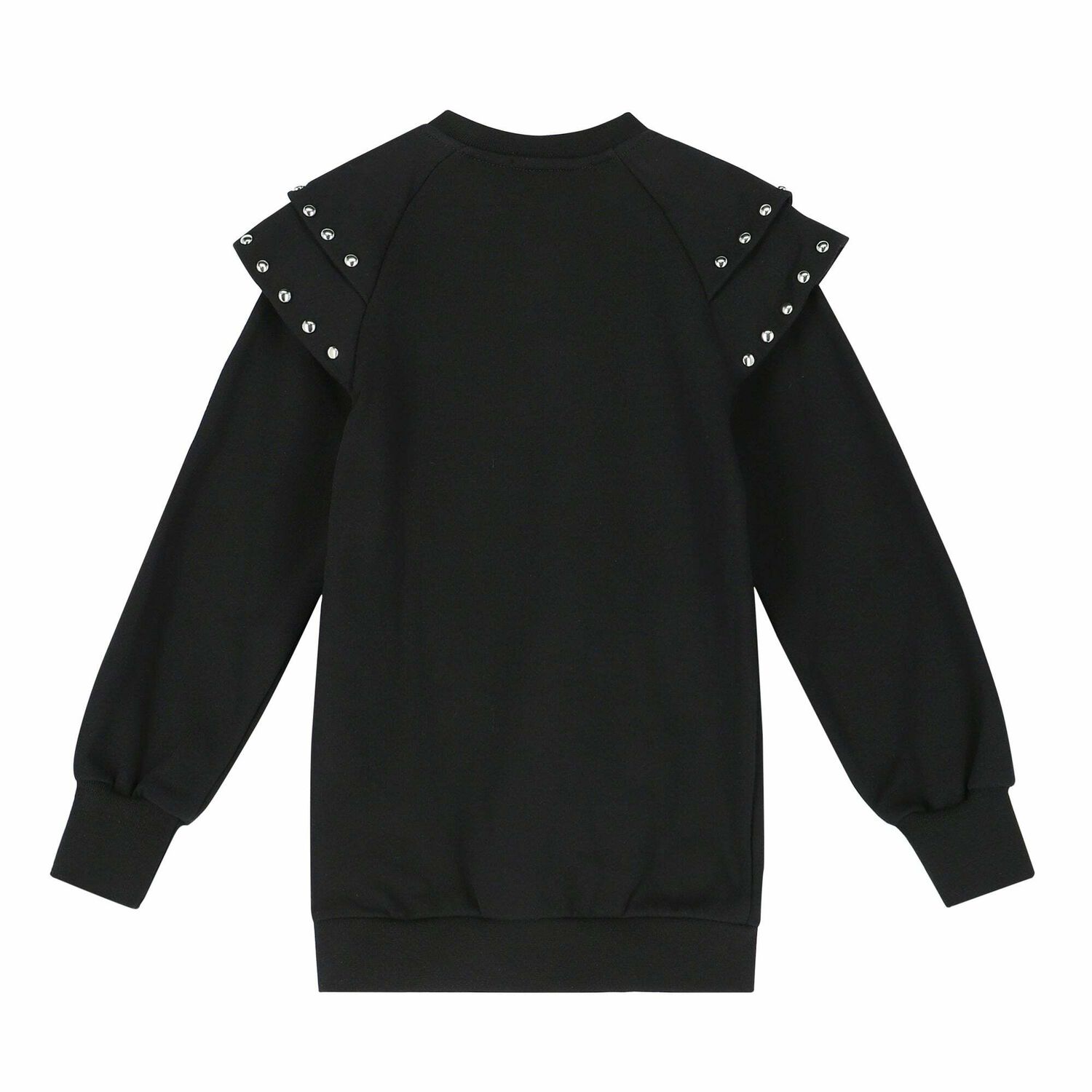 فستان سويت شيرت بالشعار باللون الاسود للبنات, 1, hi-res image number null