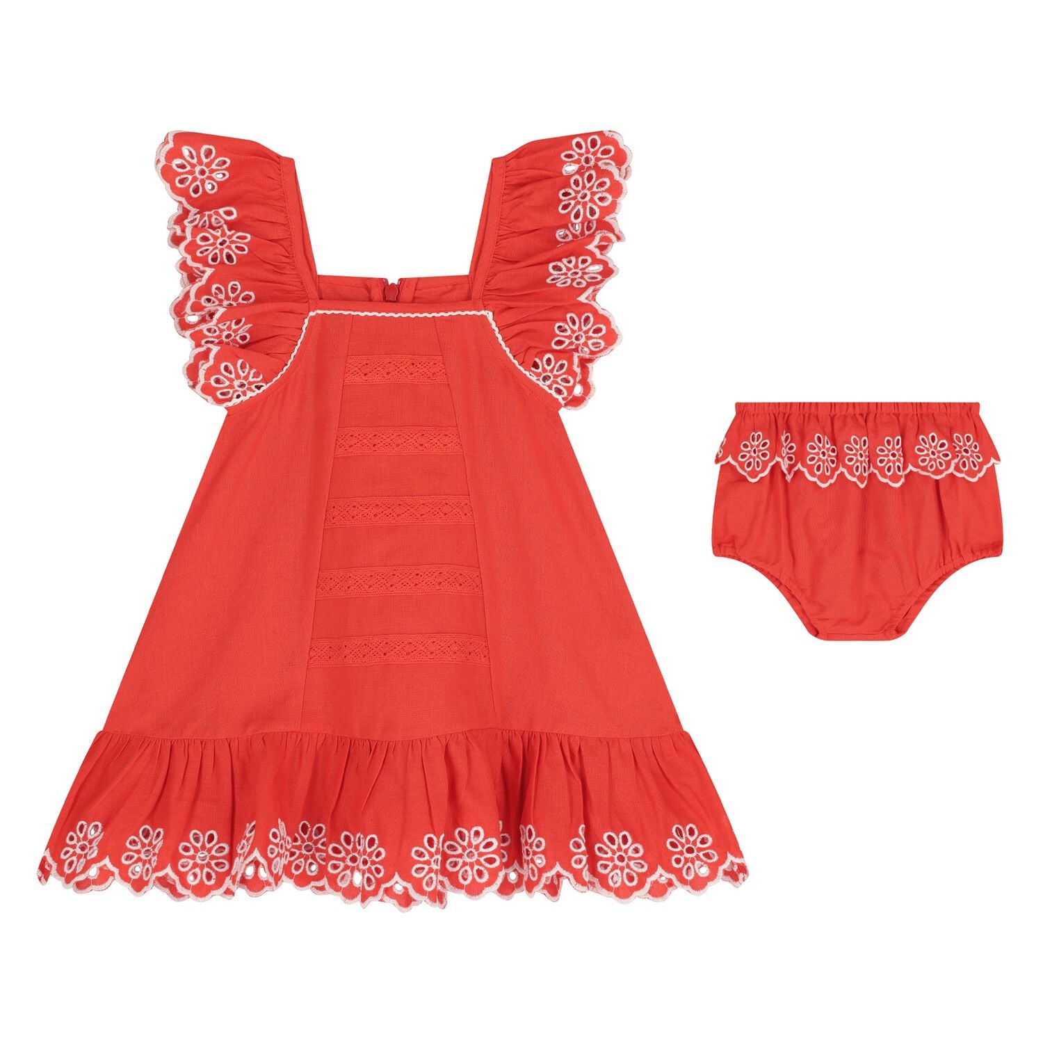 Younger Girls Red Dress Set, 1, hi-res
