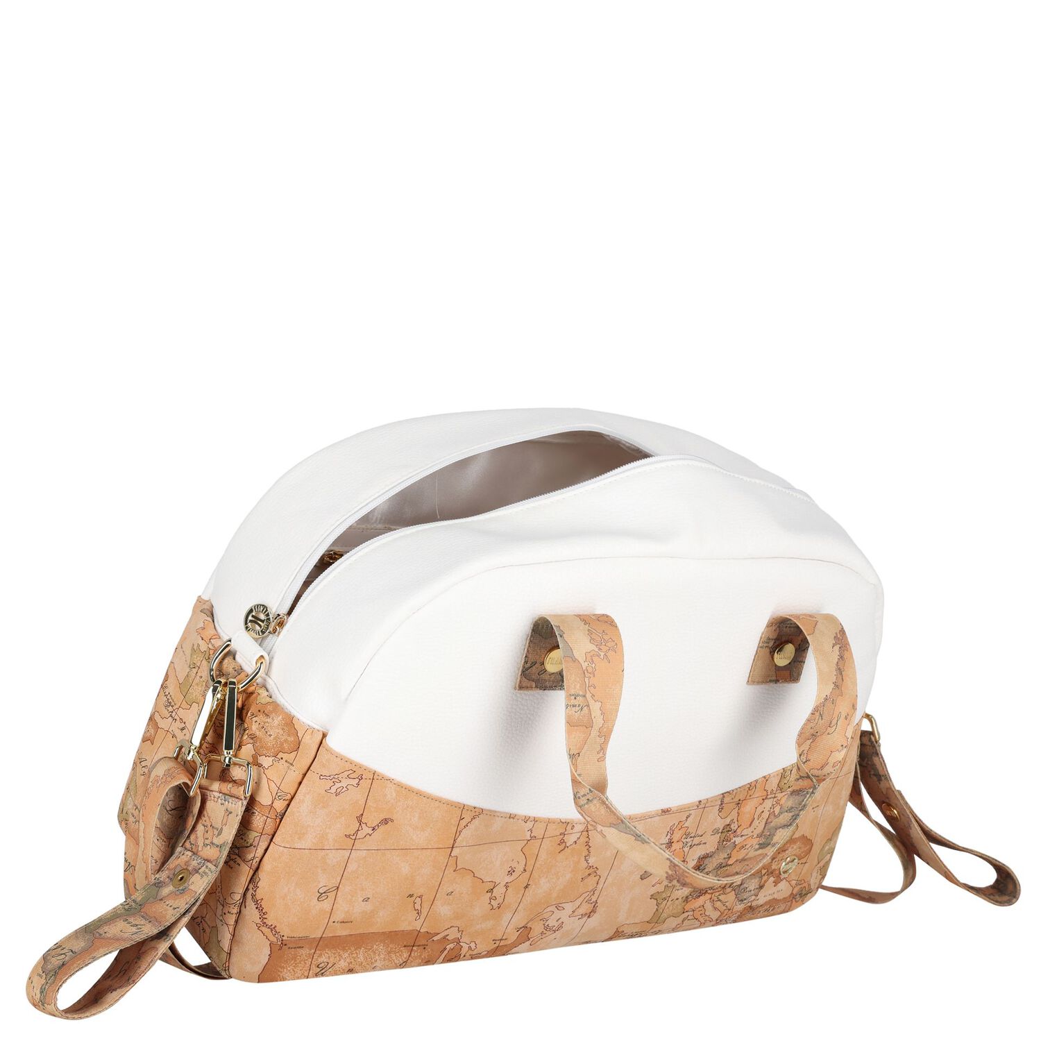 White & Beige Geo Map Baby Changing Bag, 1, hi-res