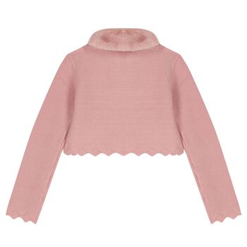 كارديجان للبنات بياقه من الفرو باللون الوردى 