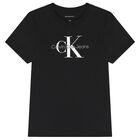 تيشيرت أولاد بالشعار باللون الأسود, 2, hi-res