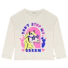 Girls Ivory Pony Long Sleeve Top, 1, hi-res