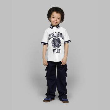 Boys White Varsity Logo Shirt
