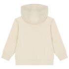 Boys Ivory Logo Hooded Zip Up Top, 1, hi-res