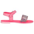 Girls Pink Embellished Logo Sandals, 1, hi-res