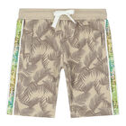 Younger Boys Beige Logo Shorts, 1, hi-res