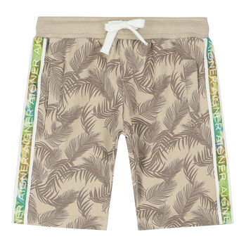 Younger Boys Beige Logo Shorts