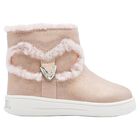 Younger Girls Gold Faux Fur Boots, 1, hi-res