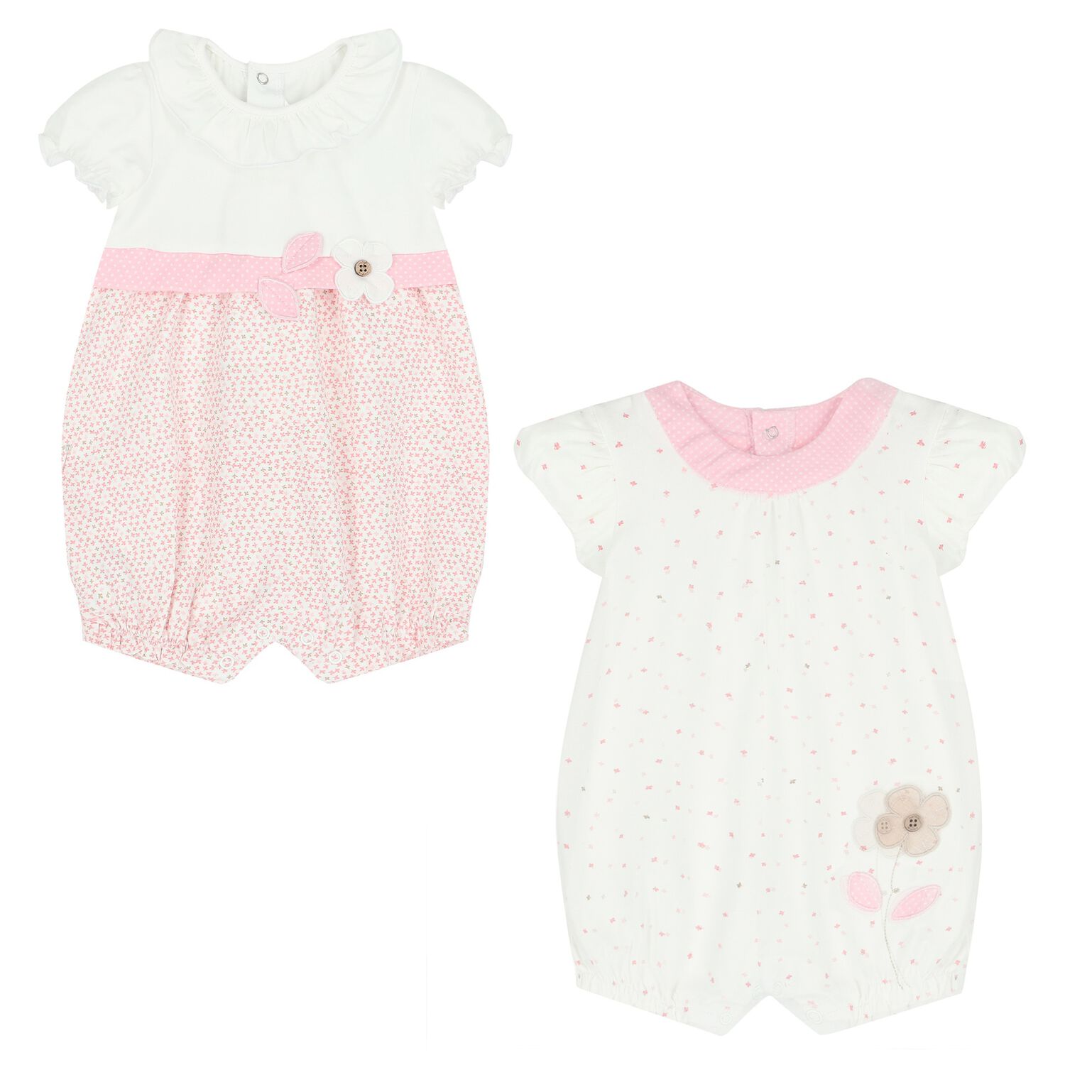 Baby Girls Pink & White Rompers ( 2-Pack ), 1, hi-res image number null