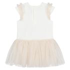 Younger Girls Ivory & Beige Tulle Dress, 2, hi-res