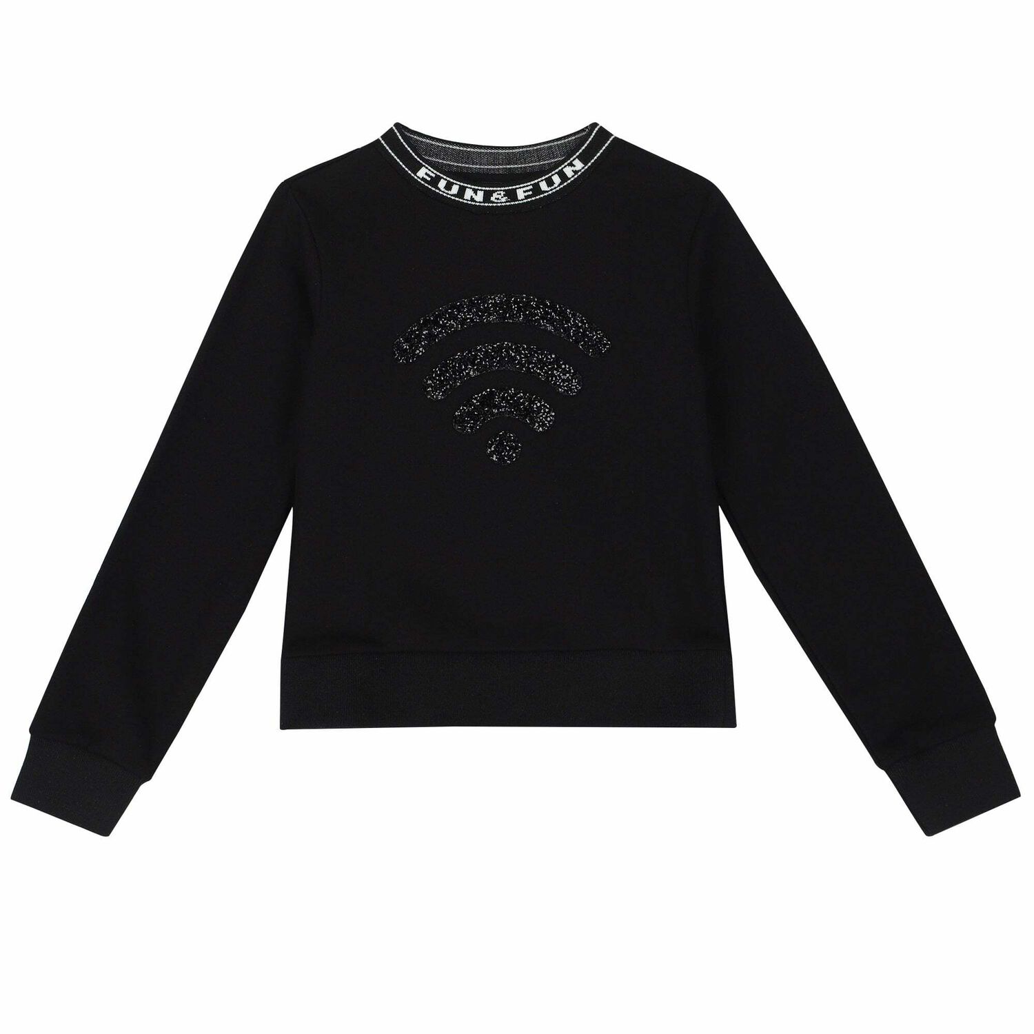 Girls Black Jersey Sweatshirt, 1, hi-res image number null