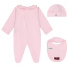 Baby Girls Pink & Gold Logo Babygrow Gift Set, 1, hi-res