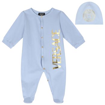 Baby Boys Blue Logo Babygrow Gift Set