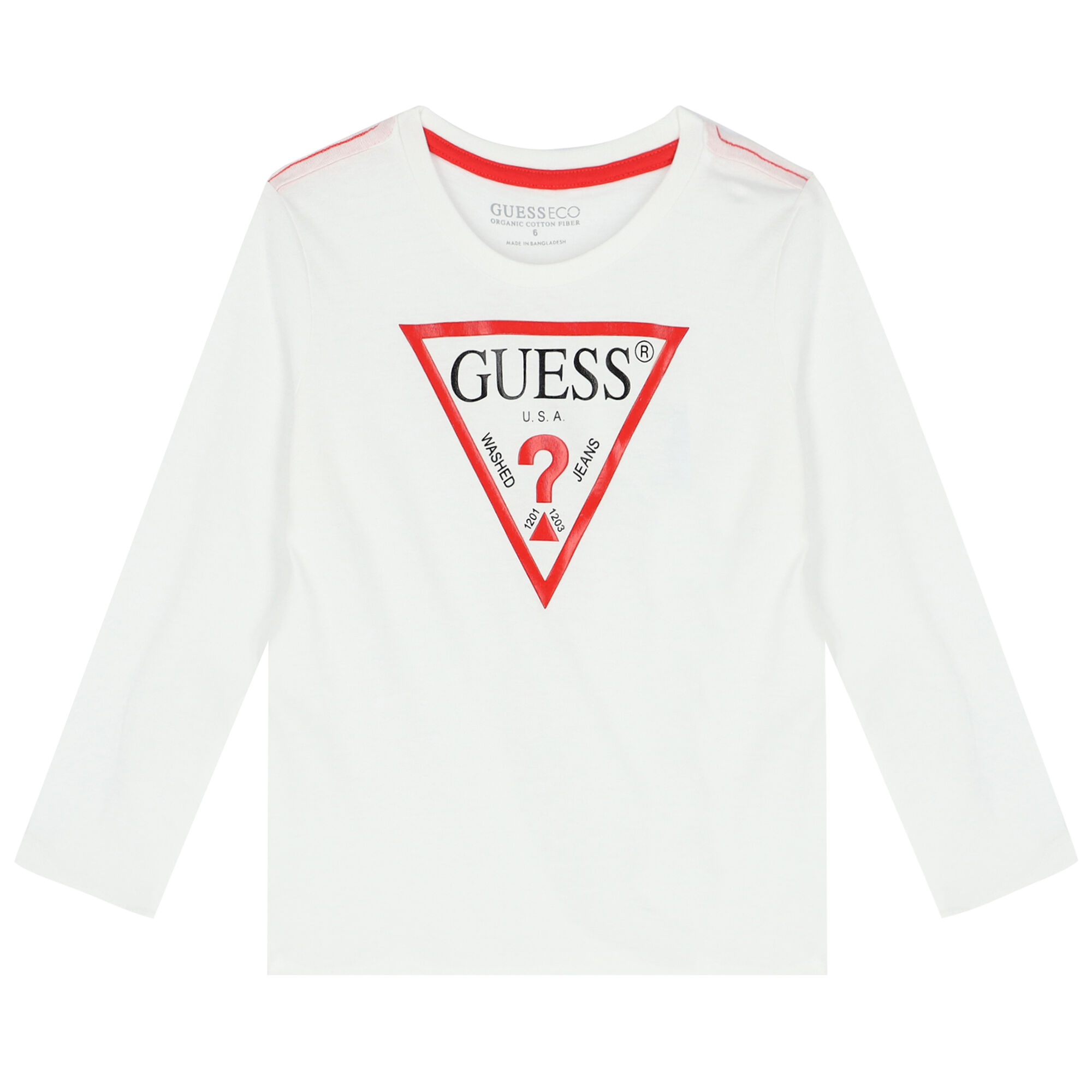 Guess Boys White Logo Long Sleeve Top Junior Couture QA