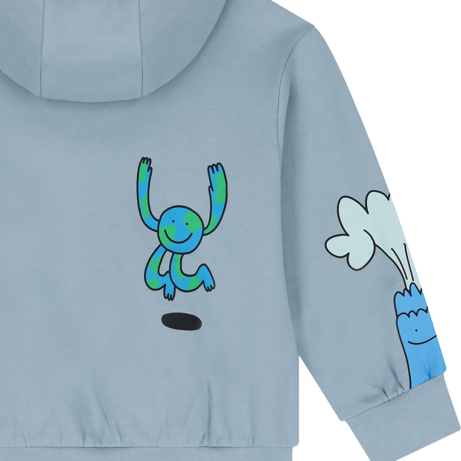 Boys Blue Hooded Zip Up Top, 1, hi-res