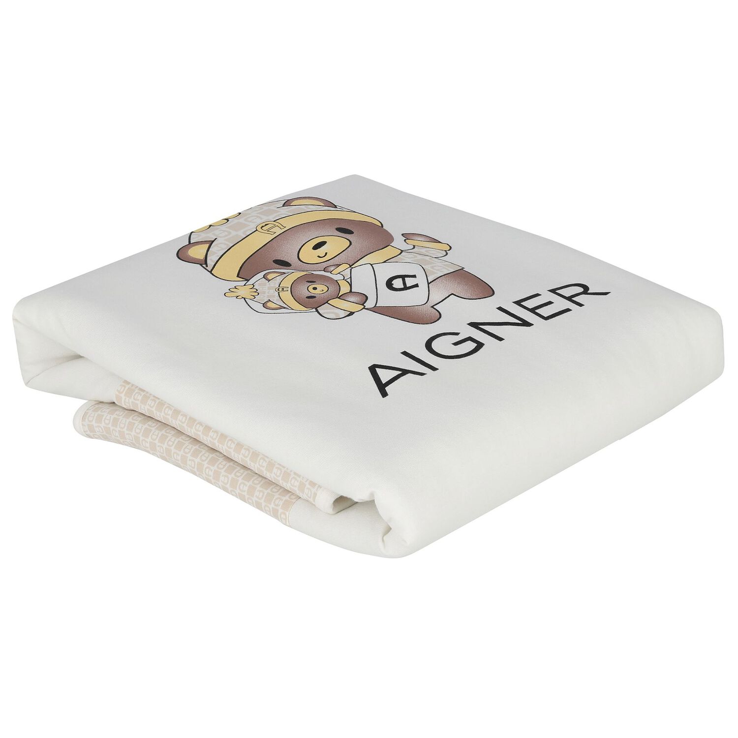 Ivory & Beige Teddy Bear Logo Baby Blanket, 1, hi-res