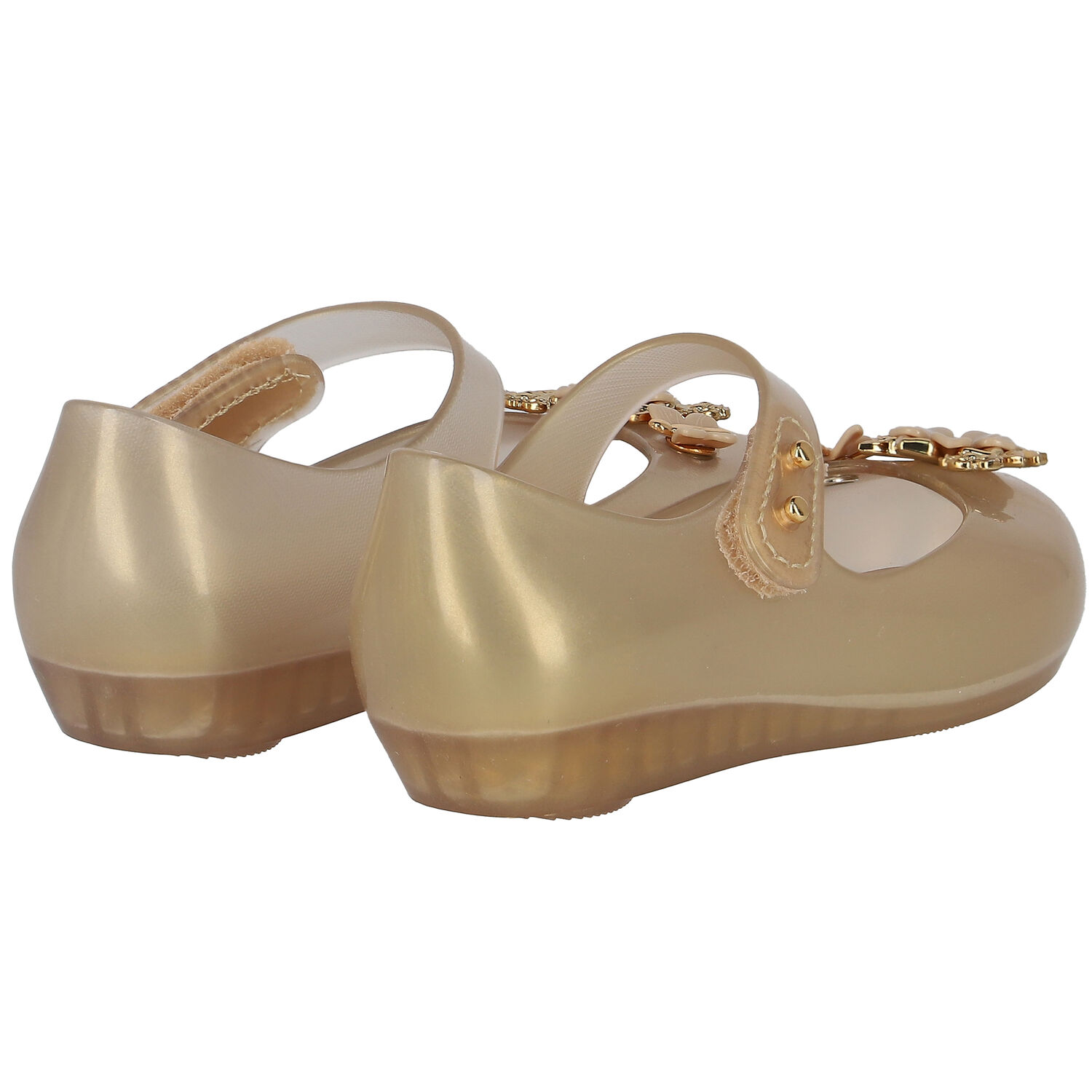 Younger Girls Gold Flower Jelly Shoes, 1, hi-res image number null
