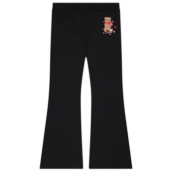 Girls Black Teddy Bear Trousers