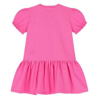 Younger Girls Pink Teddy Bear Logo Dress