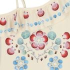 Girls Beige Shell Ruffled Swimsuit, 1, hi-res