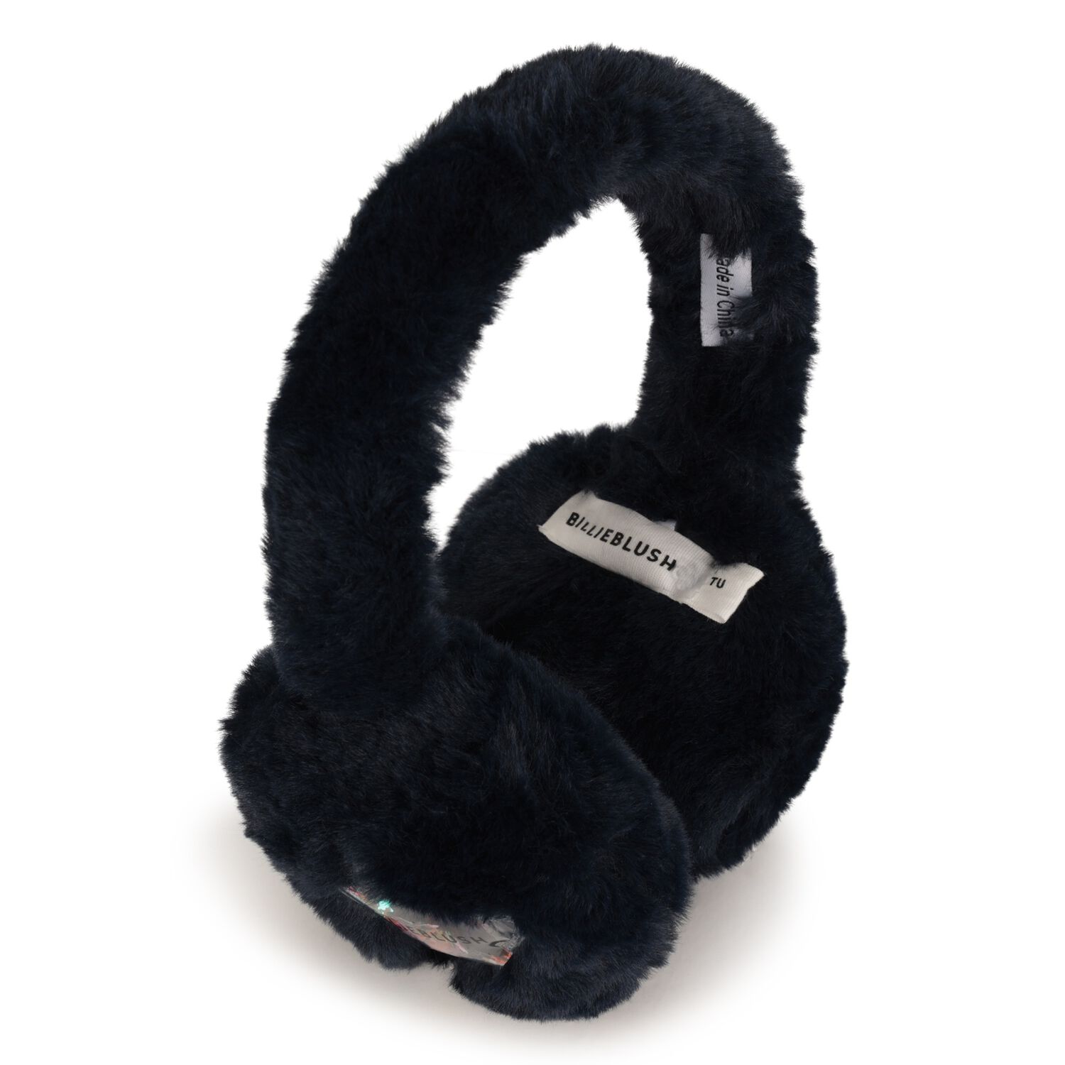 Girls Navy Blue Faux Fur Ear Muffs, 1, hi-res