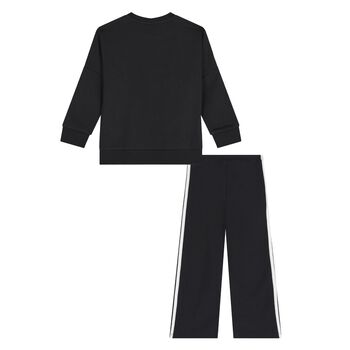 Younger Girls Black Trefoil Logo Leggings Set