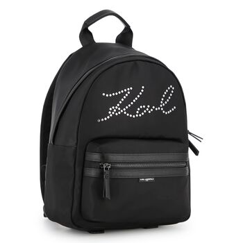 Girls Black Logo Backpack