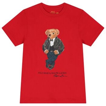 Boys Red Polo Bear T-Shirt