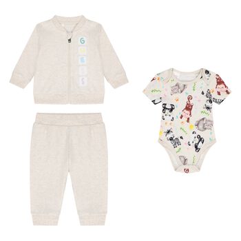 Baby Boys Beige Logo Tracksuit (3 Piece)
