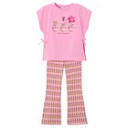 Girls Pink Flower Leggings Set, 3, hi-res