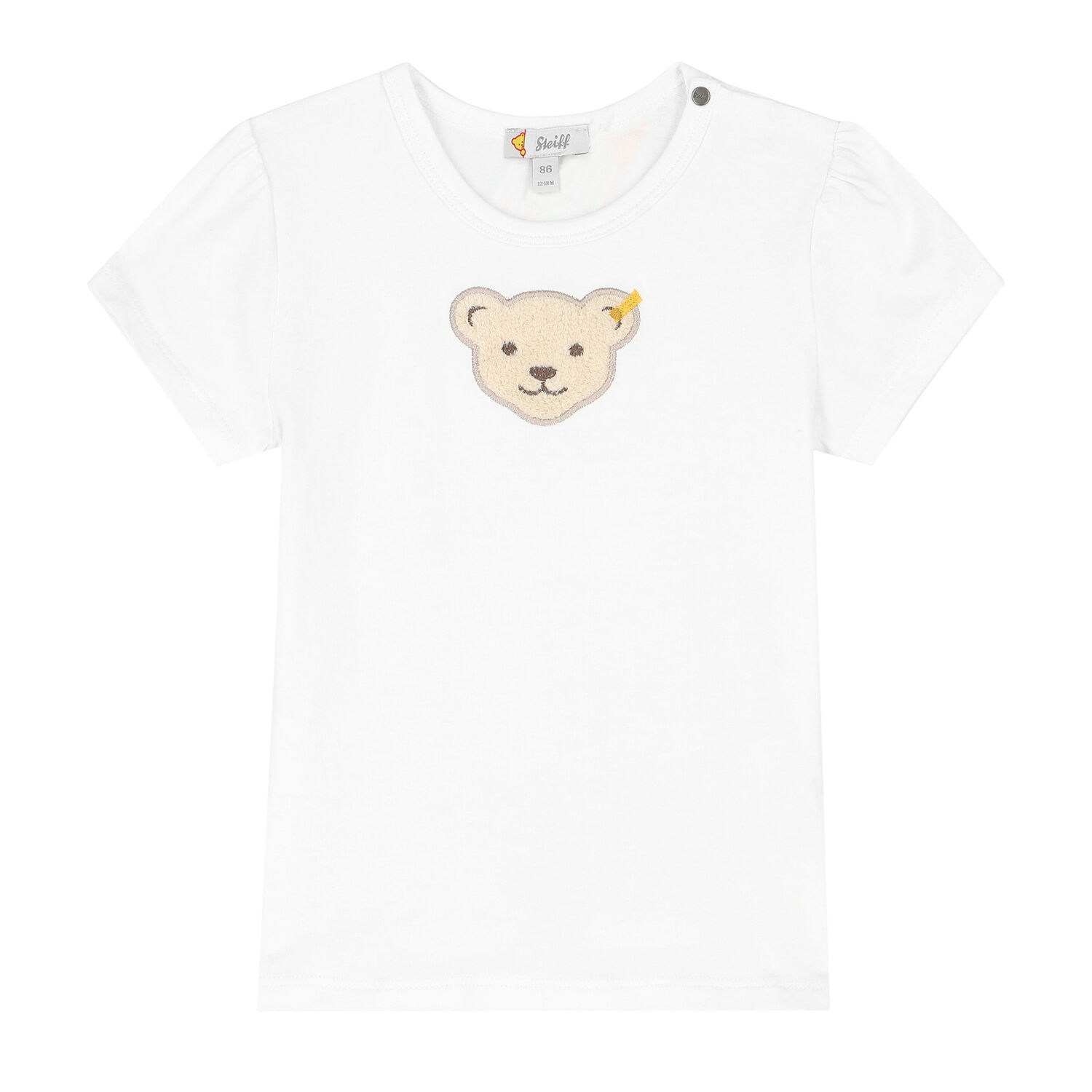 Baby Girls White Teddy T-Shirt, 1, hi-res image number null
