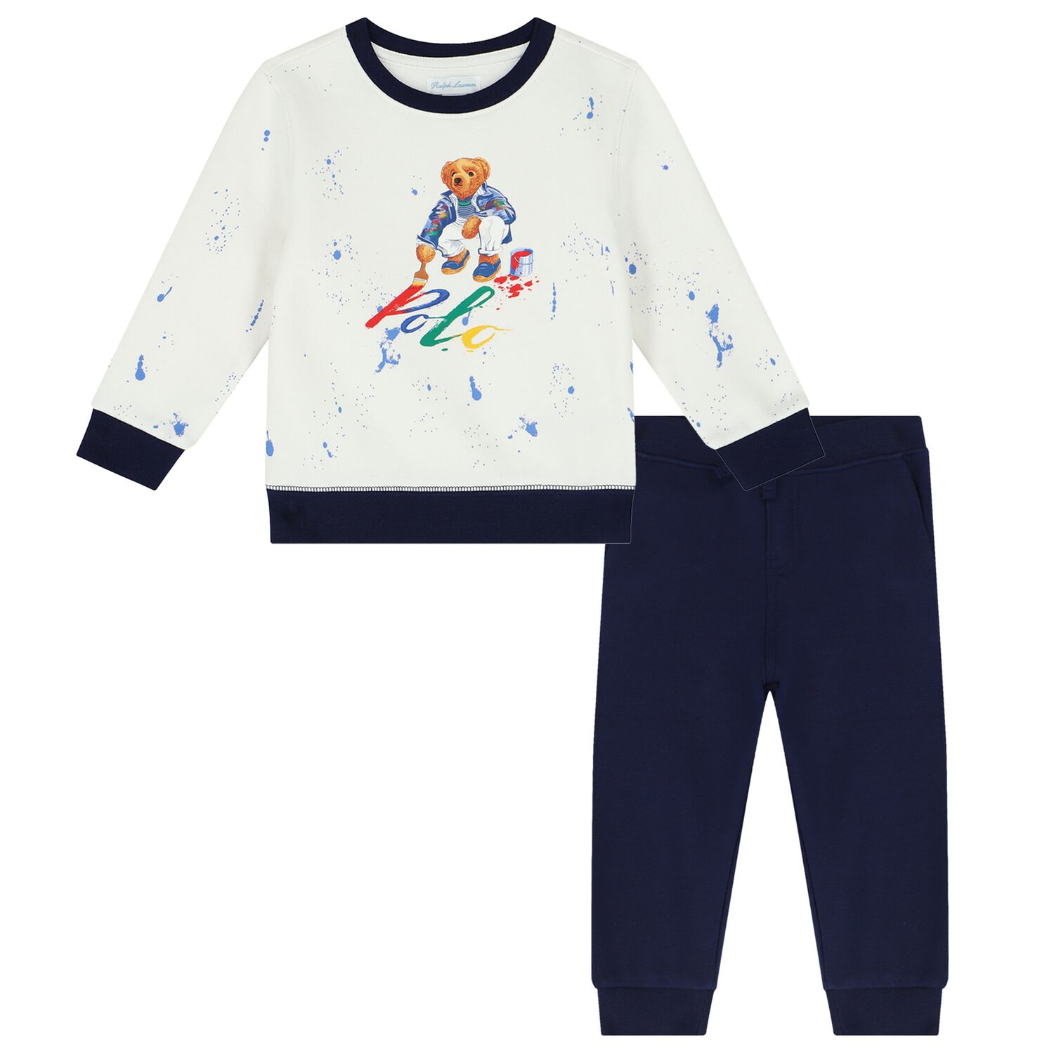 Baby Boys White & Navy Tracksuit, 1, hi-res image number null