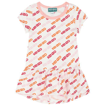 Younger Girls White Logo Dress