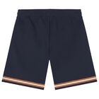 Boys Navy Blue Logo Shorts, 1, hi-res