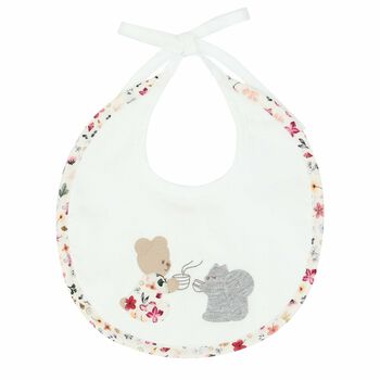 White Animals Baby Bib