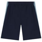 Boys Navy Blue Cotton Jersey Shorts, 1, hi-res