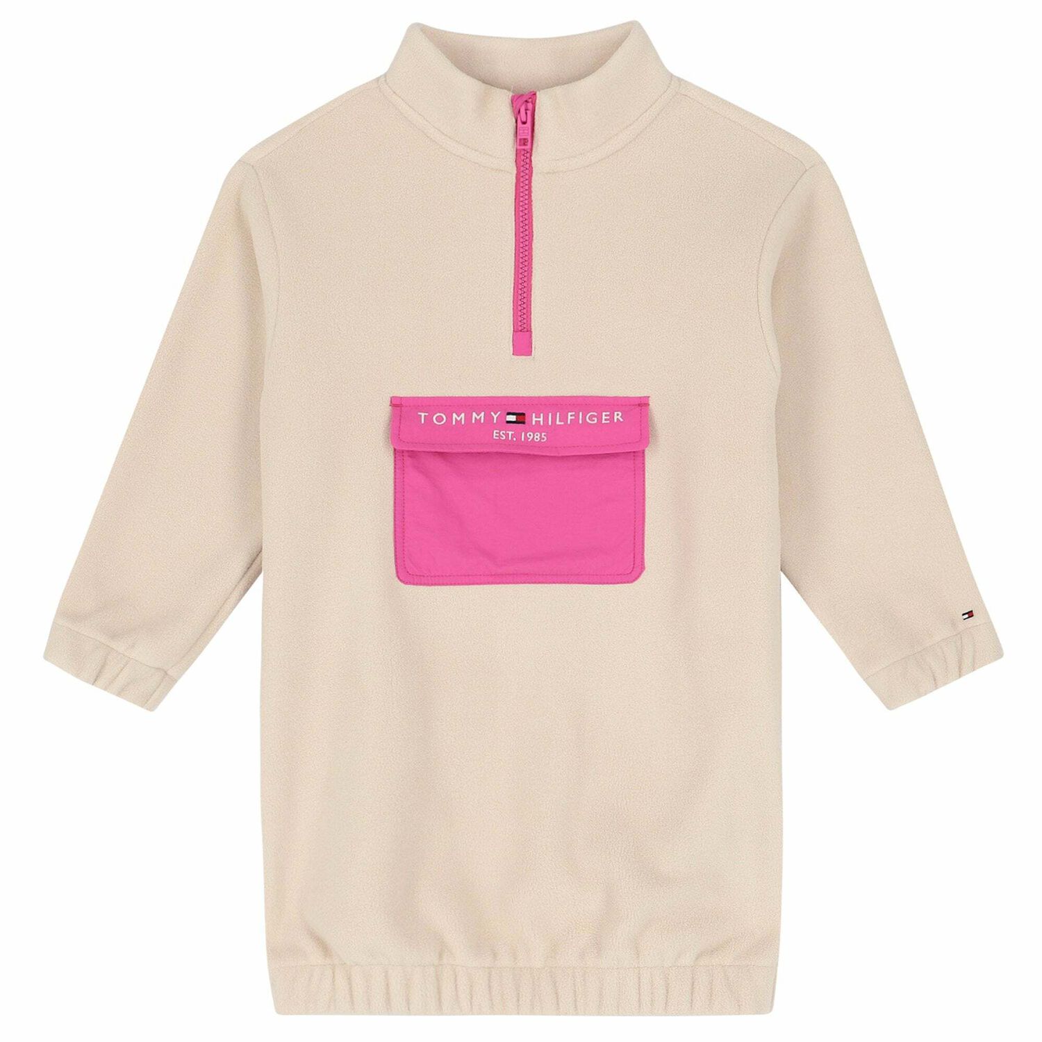 Girls Ivory Velour Dress, 1, hi-res
