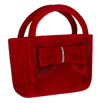Girls Red Bow Velvet Bag