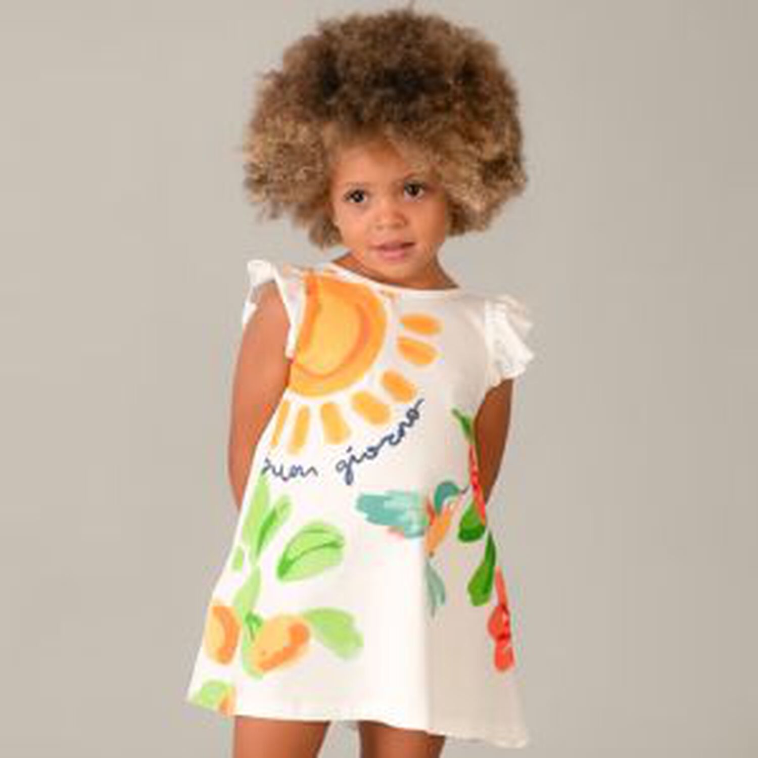 فستان للبنات مكشكش باللون الابيض, 3, hi-res