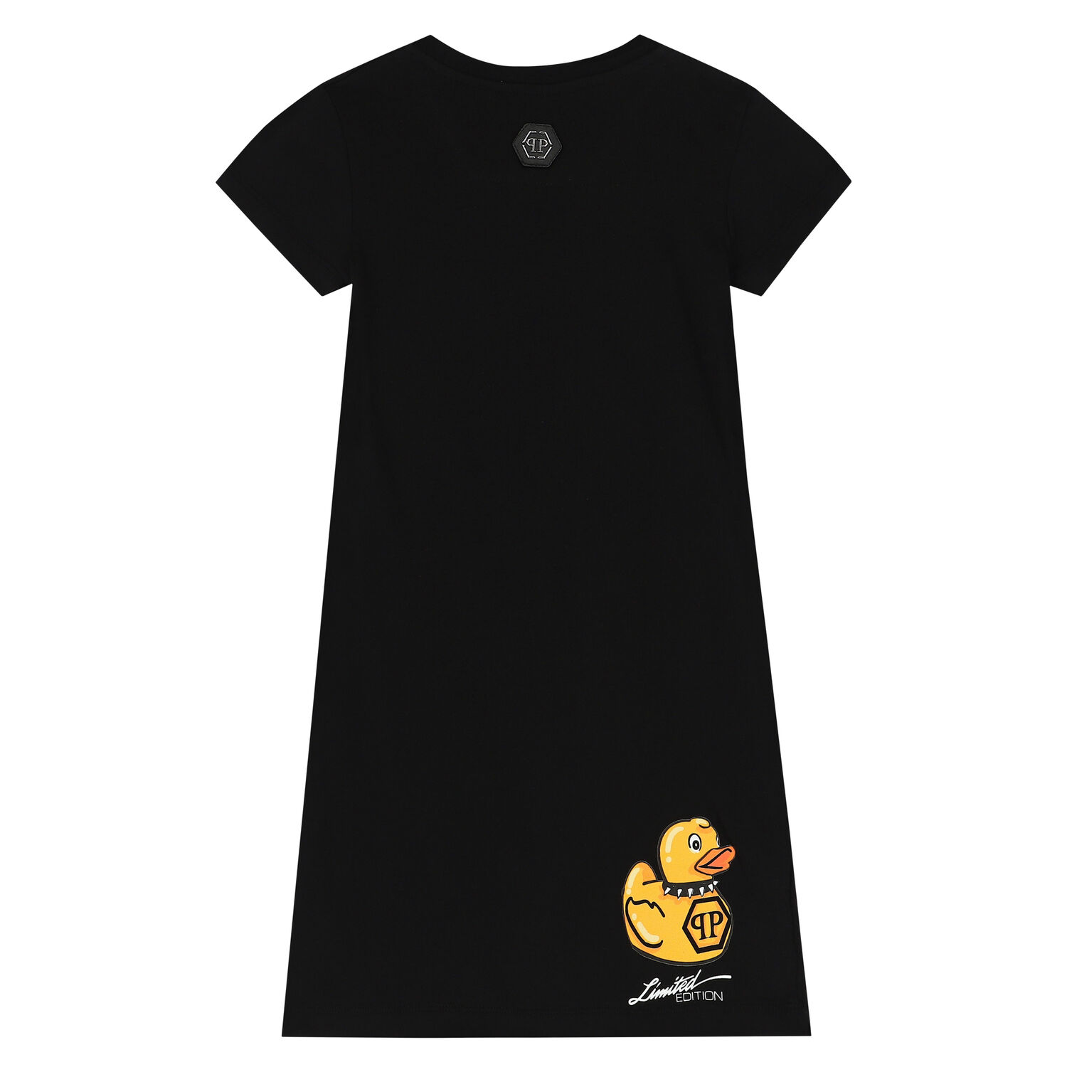 Girls Black Logo Dress, 1, hi-res