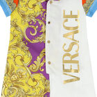 Baby Boys White & Gold Barrocco Logo Romper, 1, hi-res