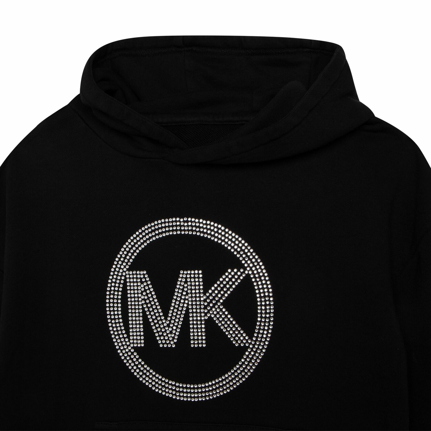 Girls Black Logo Hooded Dress, 1, hi-res