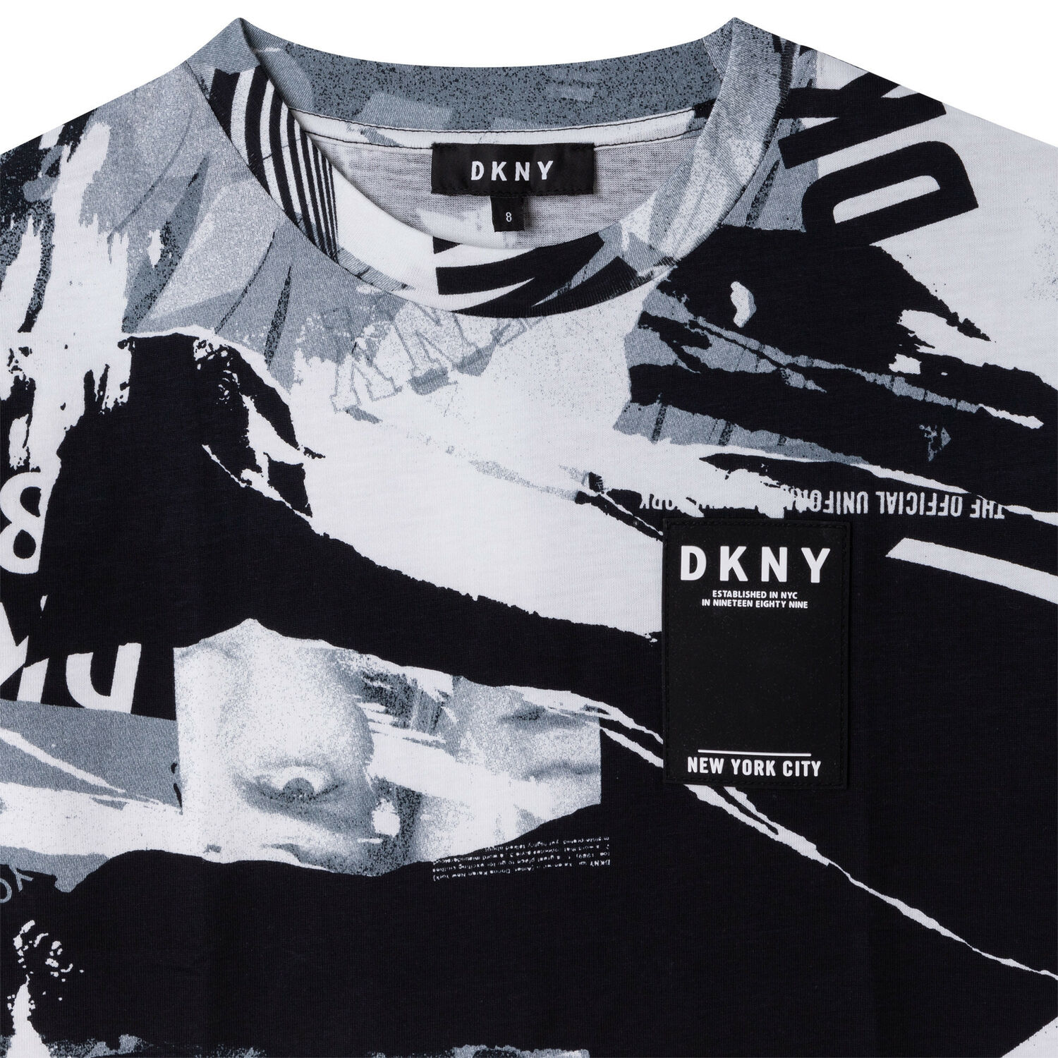 فستان بالشعار باللون الأبيض والأسود, 1, hi-res