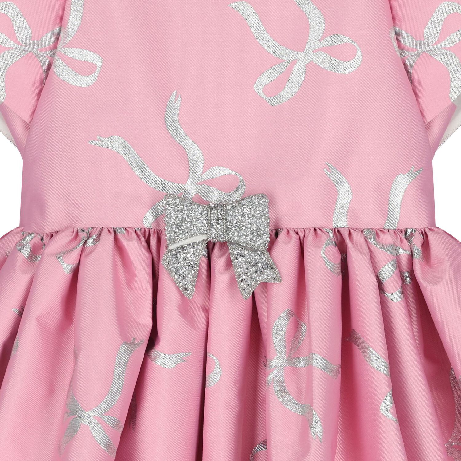 Girls Pink & Silver Bow Dress, 1, hi-res